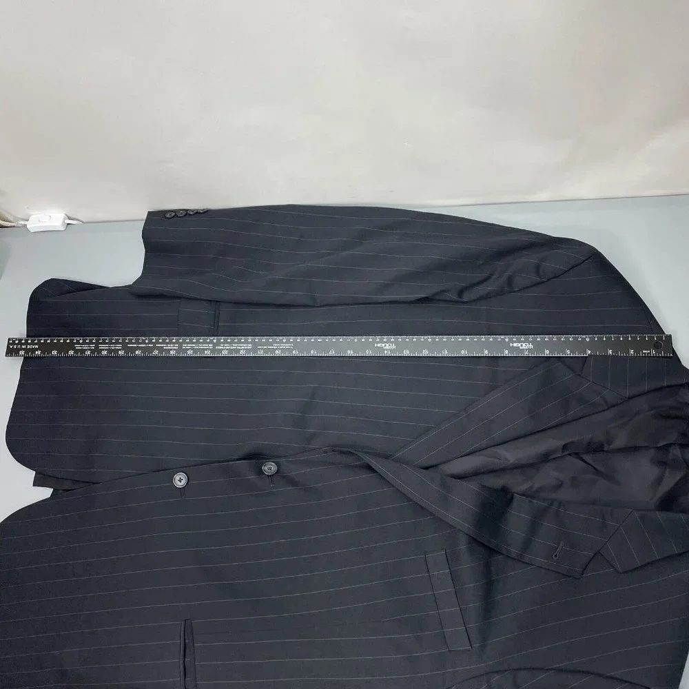 Jos A Bank Blazer Sport Coat Suit Jacket Gordon Wool Striped Black Mens 50L